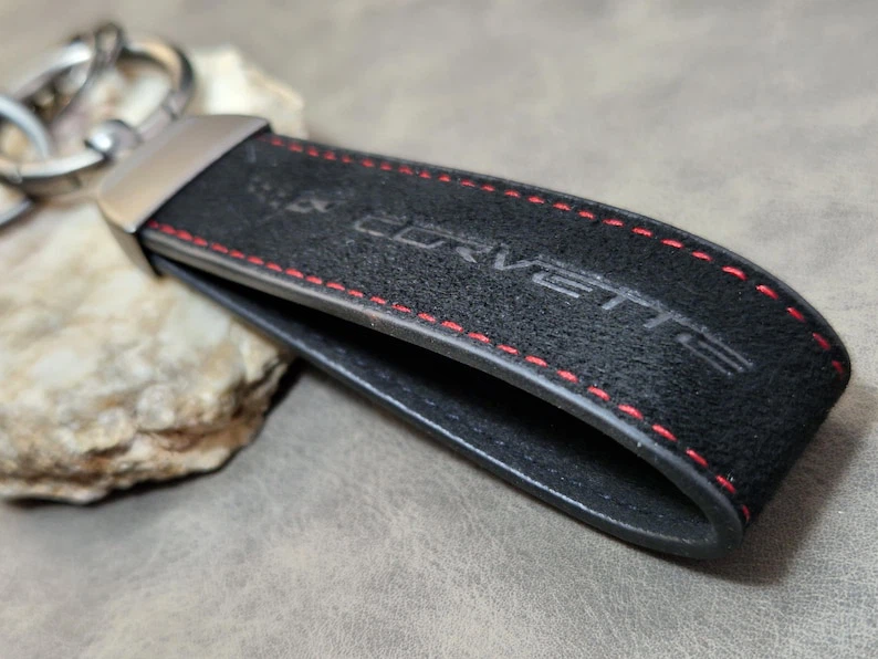 Corvette Suede Keychain with Red Stitching - photo 2