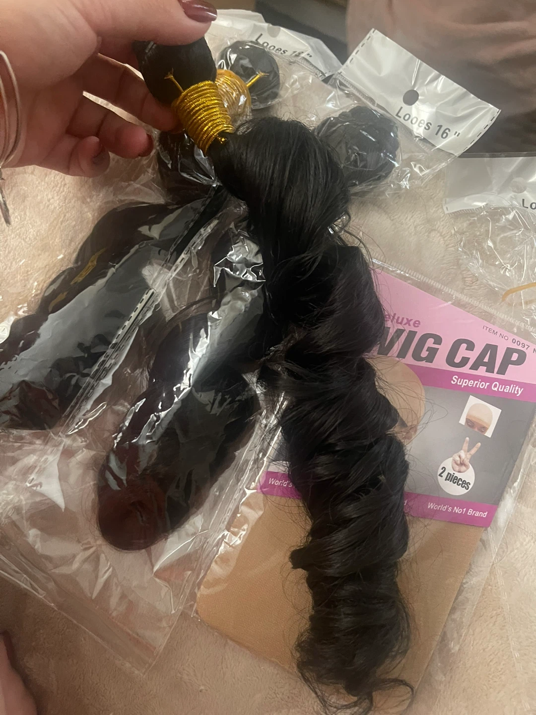 Human Hair Weave Bundles with Wig Cap - photo 3