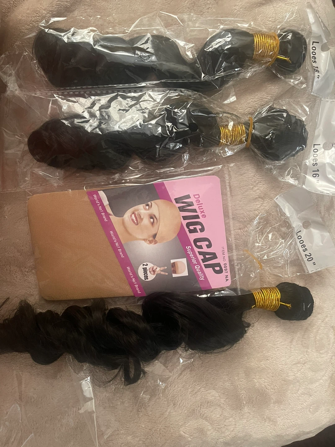 Human Hair Weave Bundles with Wig Cap