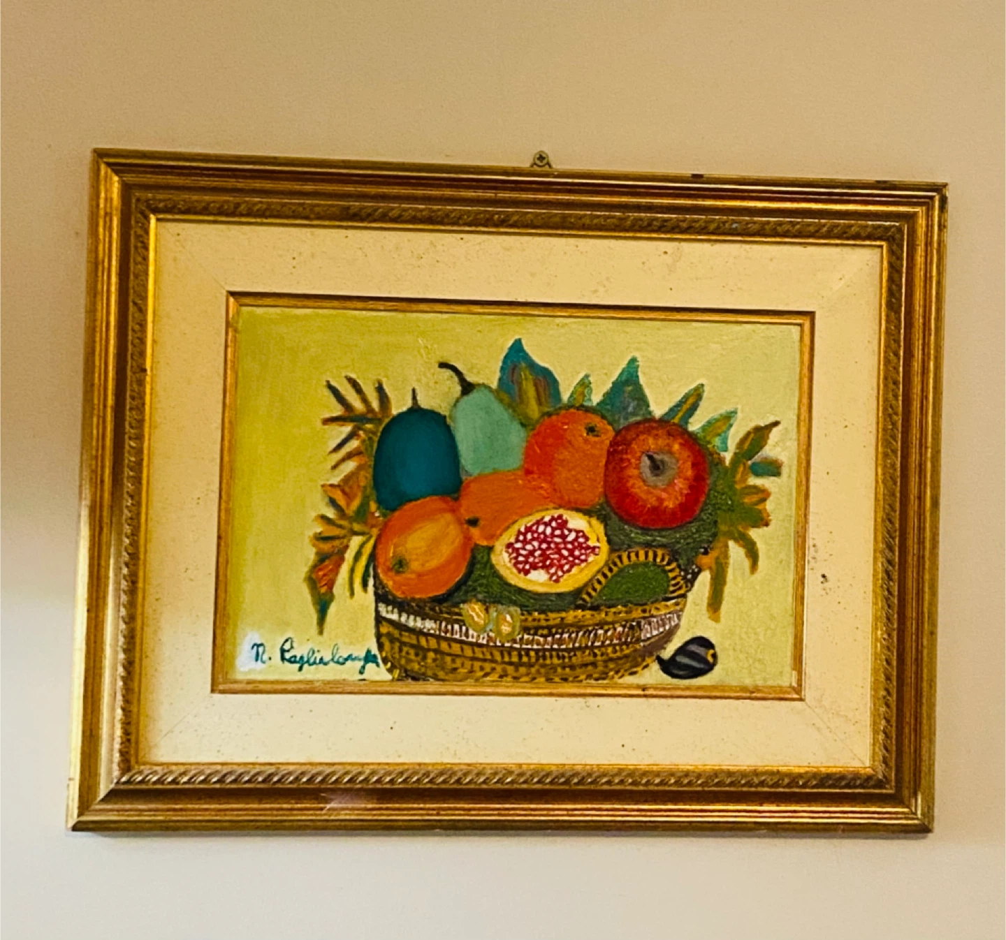 Framed Still Life Painting of Fruit Basket