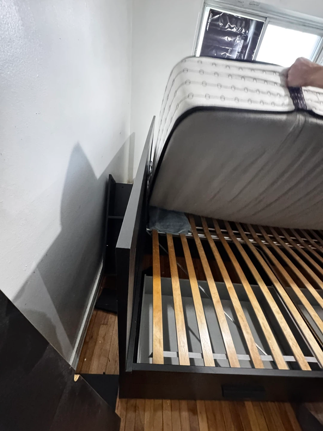 Black Queen Bed Frame with Storage Drawers - photo 5
