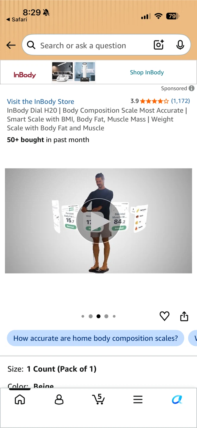 InBody Dial H20 Smart Body Composition Scale - Beige - photo 3