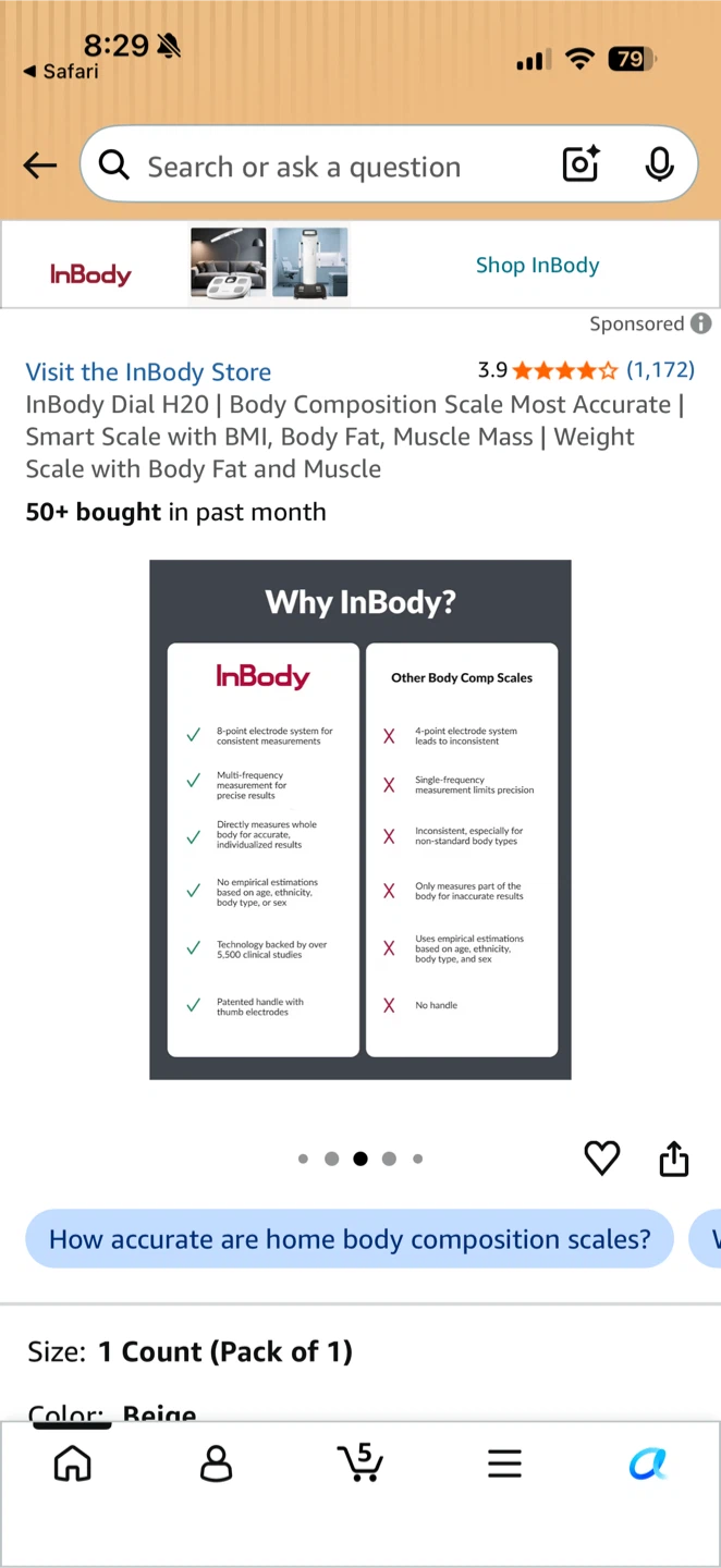 InBody Dial H20 Smart Body Composition Scale - Beige - photo 4