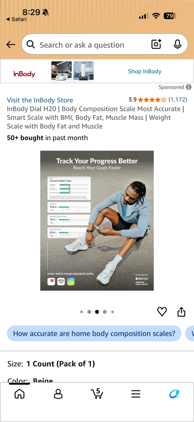 InBody Dial H20 Smart Body Composition Scale - Beige - photo 5