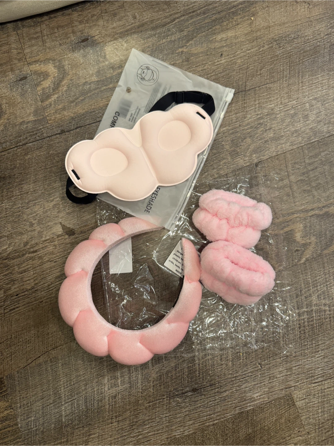 Pink Fuzzy Skincare Headband and Wrist Cuffs Set - photo 2