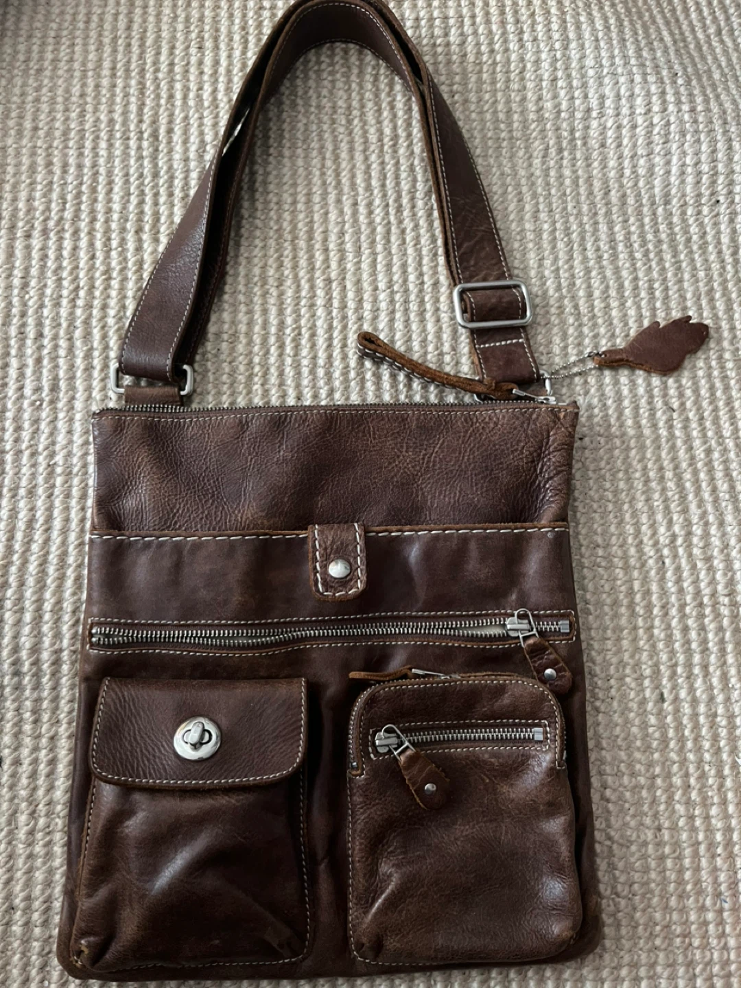 Roots Classic Tribal Leather Crossbody Bag