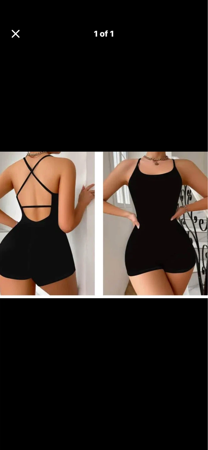 Women's Black Spaghetti Strap Bodysuit. Size medium