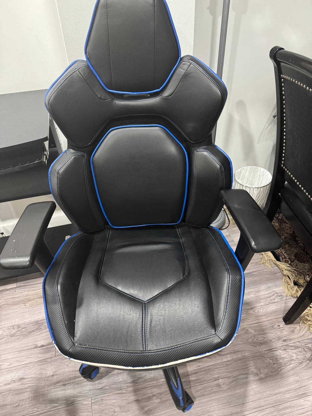 Black Gaming Chair with Blue Trim - photo 2