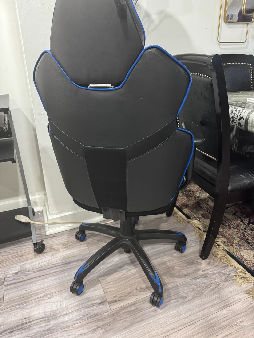 Black Gaming Chair with Blue Trim - photo 3