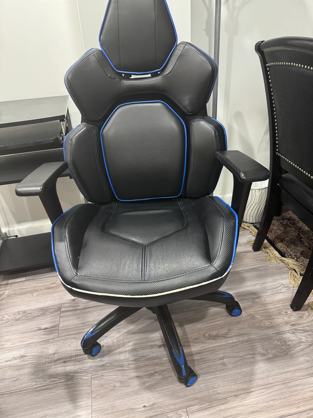 Black Gaming Chair with Blue Trim