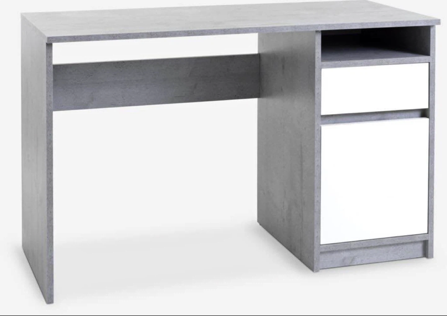 Grey Stone Effect Desk with Drawer and Shelf
