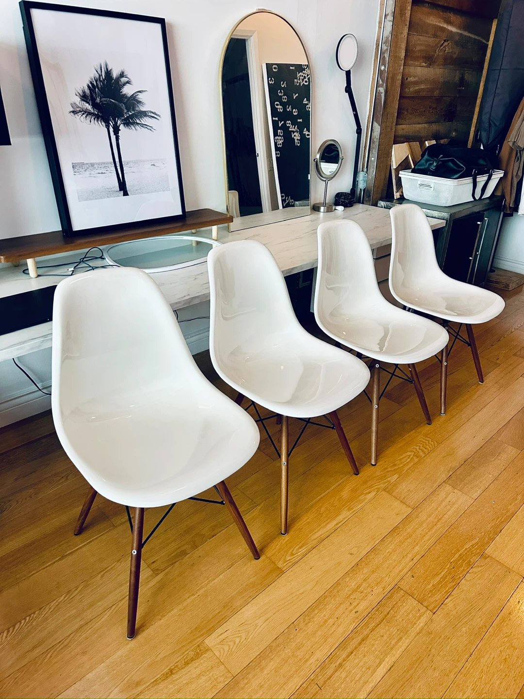 EAMES FIBREGLASS HIGH GLOSS CHAIRS DINING DESK SIDE MCM - photo 3