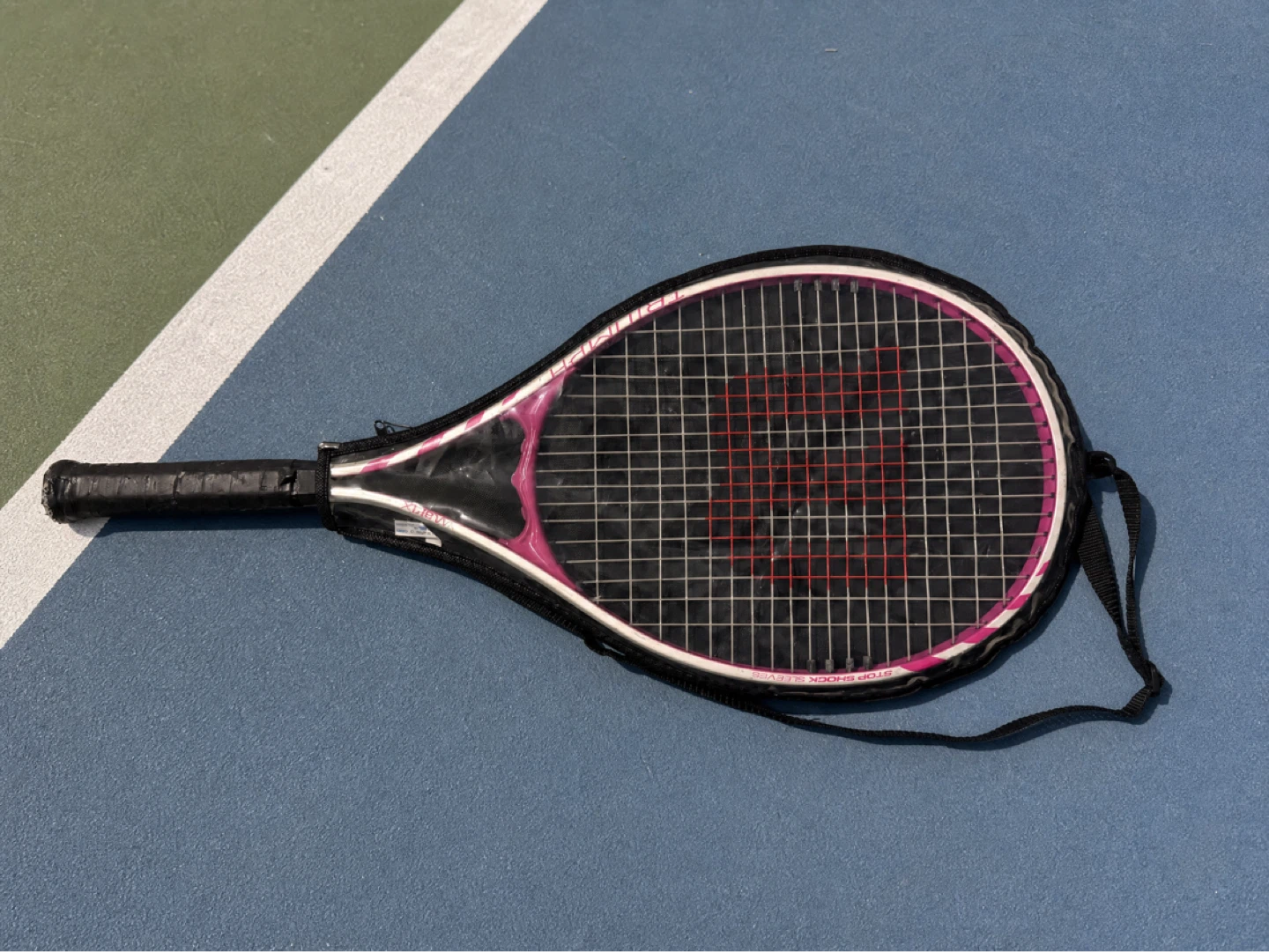 Pink & White Wilson Triumph Tennis Racquet with Cover