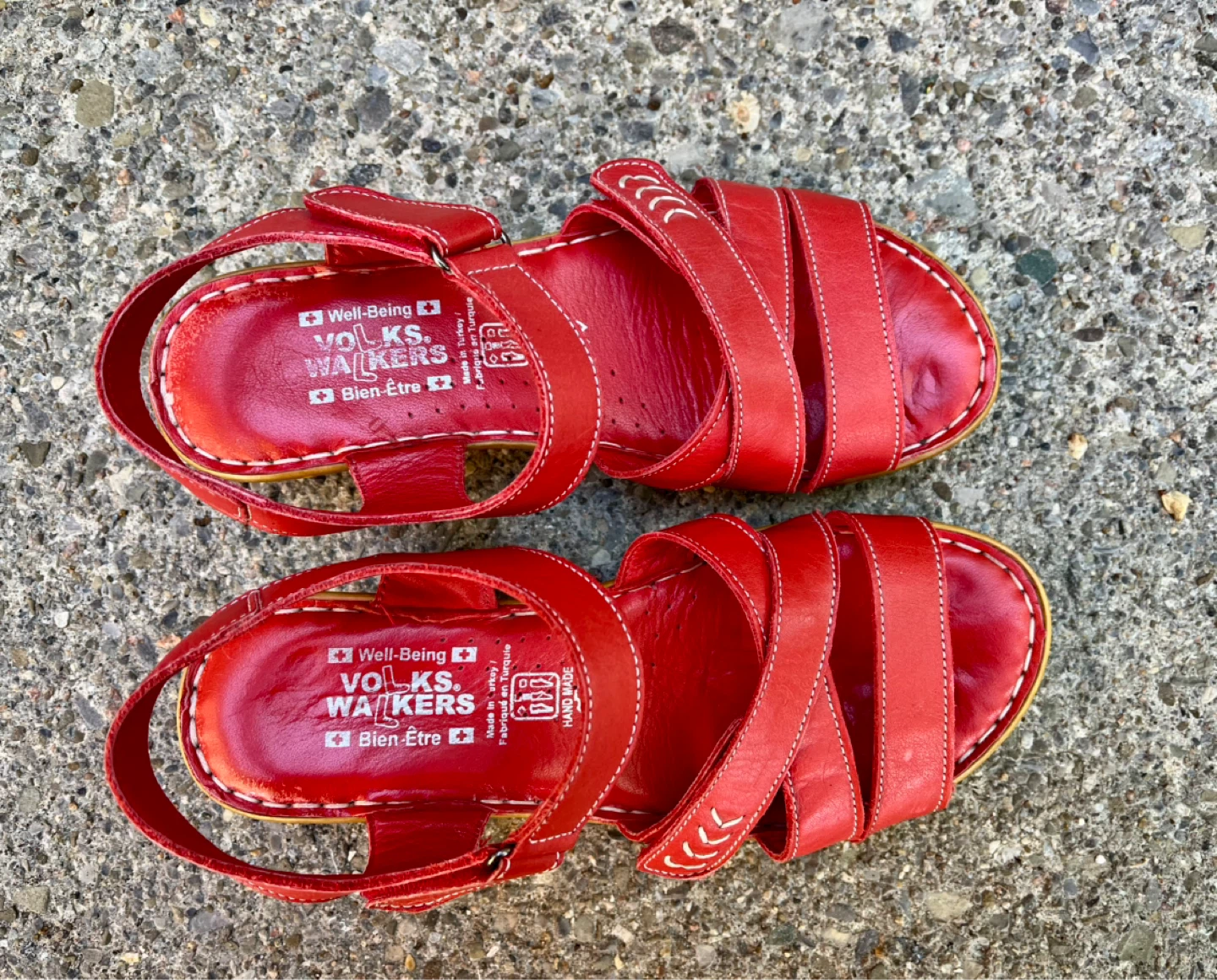 Volks Walkers Red Leather Wedge Sandals - photo 2