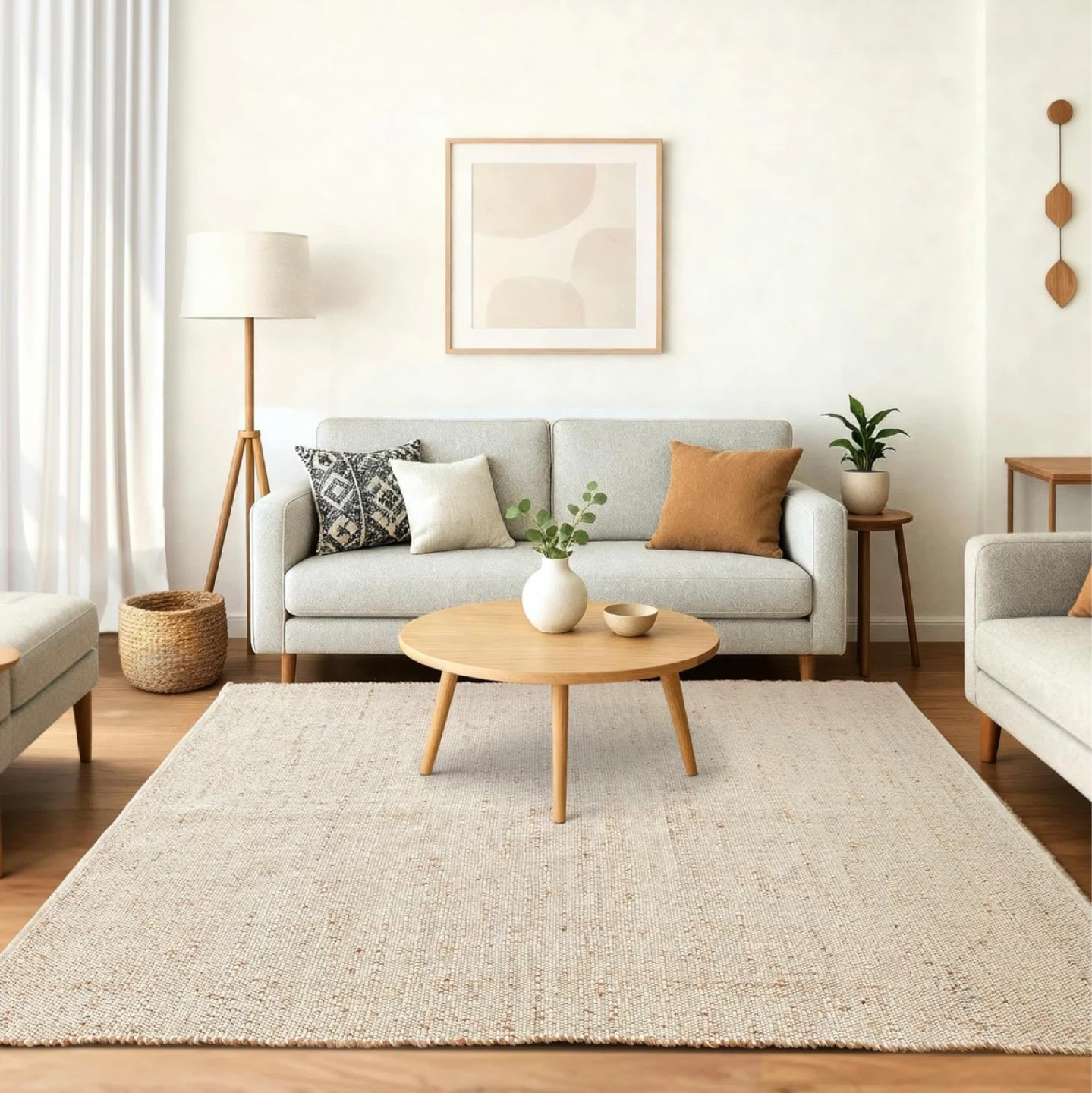 Large 10x9 Cotton and Jute Area Rug