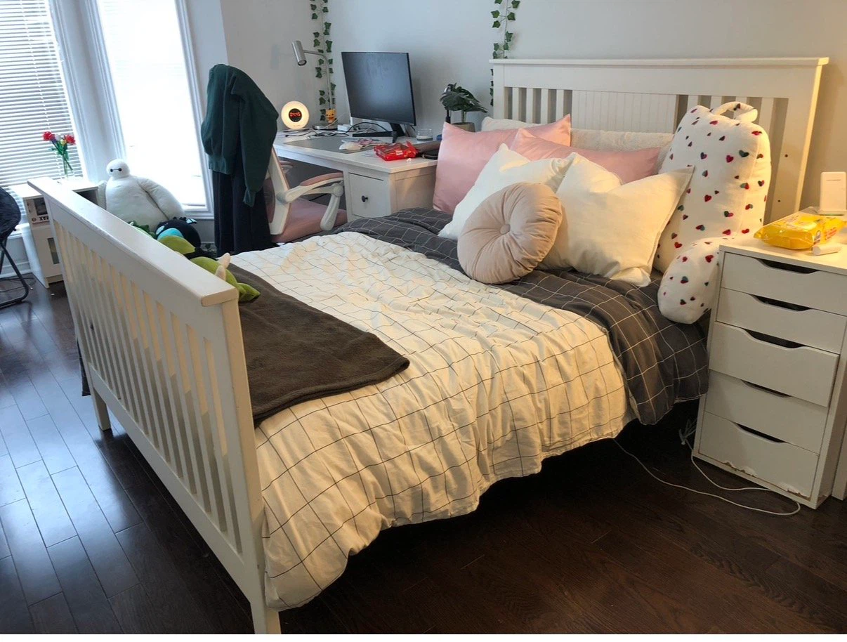 White Double Bed Frame – Complete with Headboard & Footboard