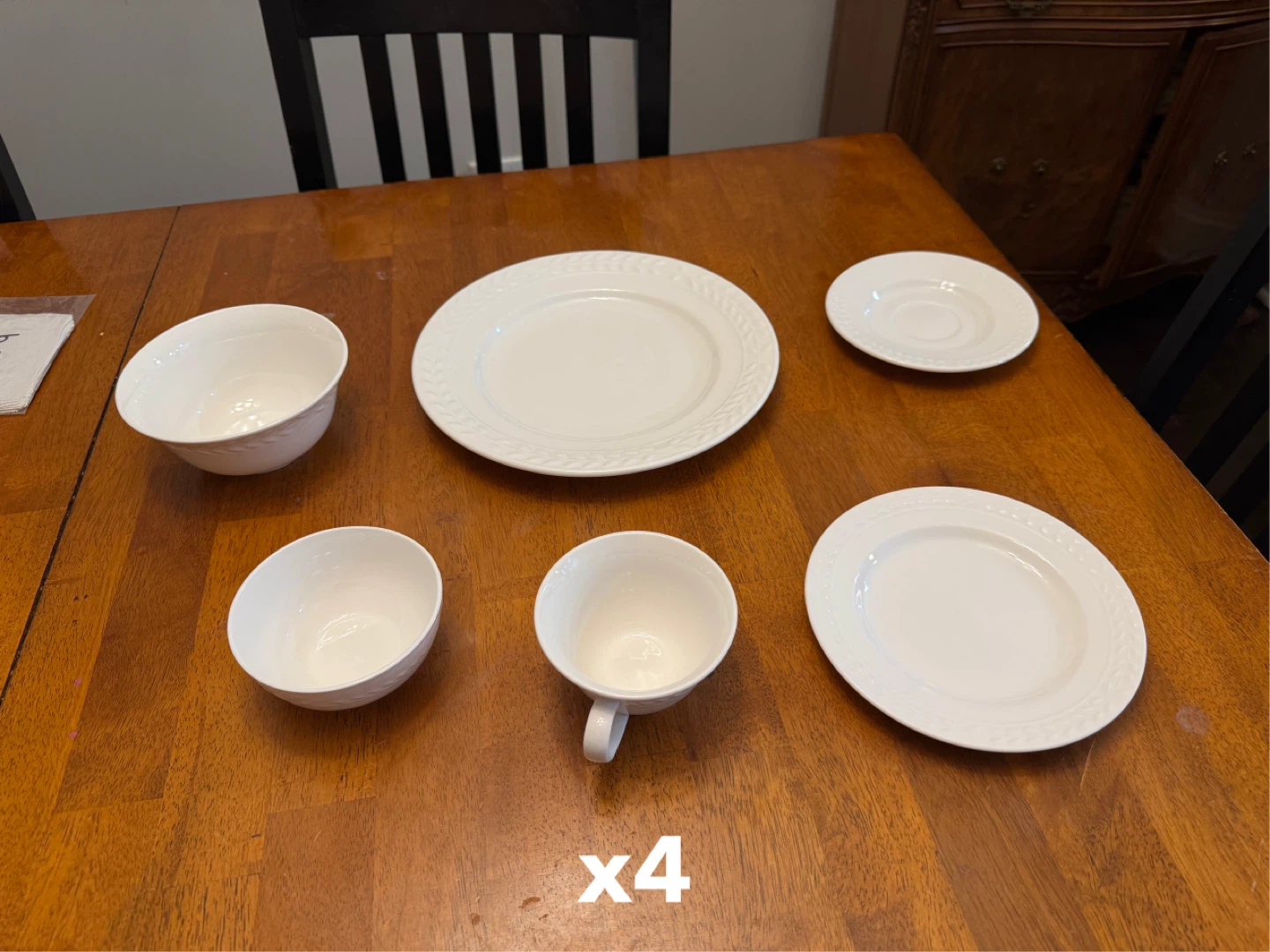 White Dinnerware Set with Embossed Rim - photo 5