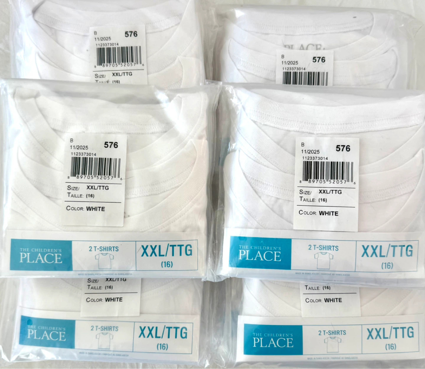 The Children’s Place Tees | 10 2-Packs (20) | White | XXL (16)