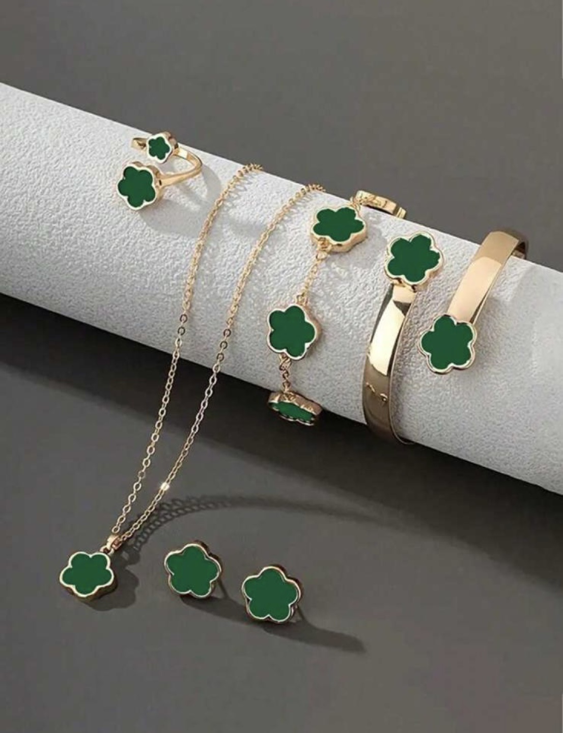Green Clover 5 pieces Jewellery Set full