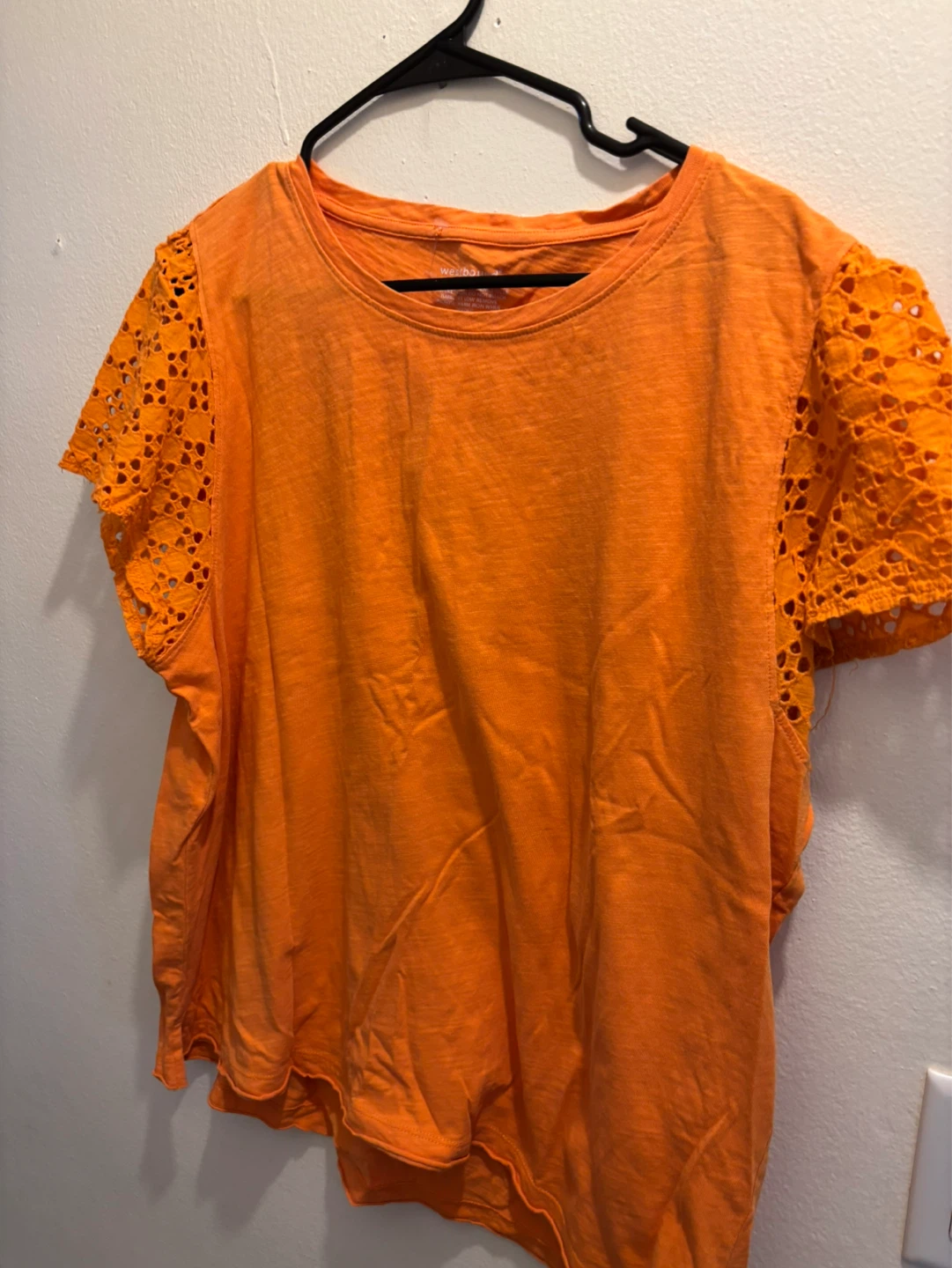 NEW-Westbound Orange Eyelet Sleeve T-Shirt XL