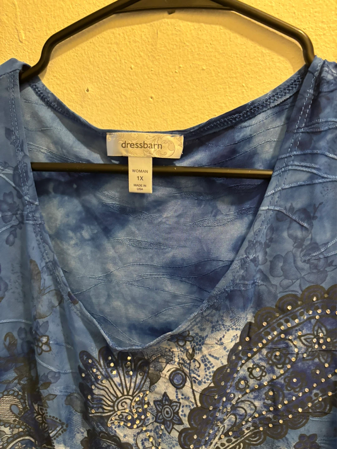 NEW-DressBarn Blue Paisley Print V-Neck Top Size 1X - photo 2