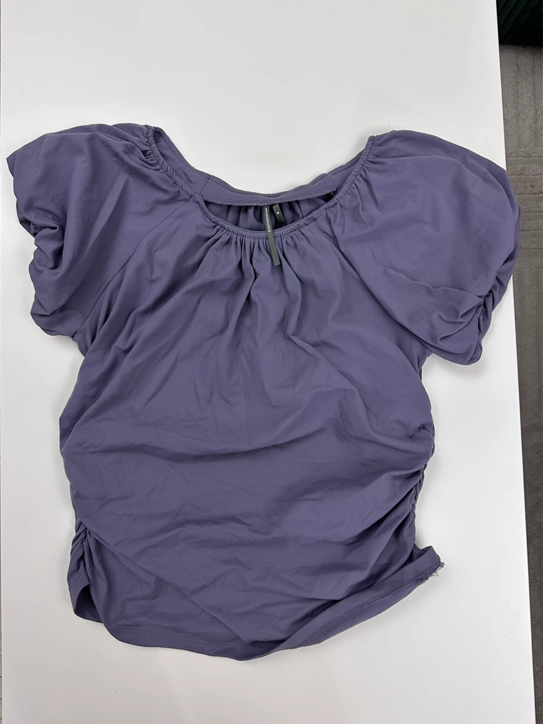New Anthropologie Bubble Sleeve Ruched Sides Top