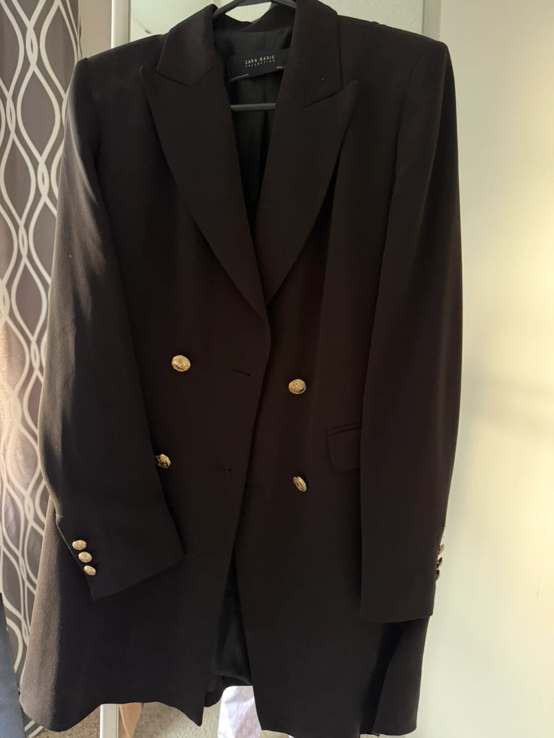 Black Zara Basic Blazer with Gold Buttons