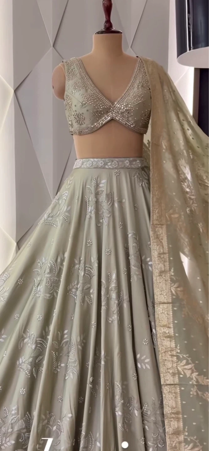 Sage Green Embroidered Lehenga Choli