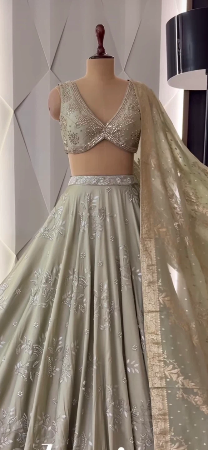 Sage Green Embroidered Lehenga Choli - photo 2