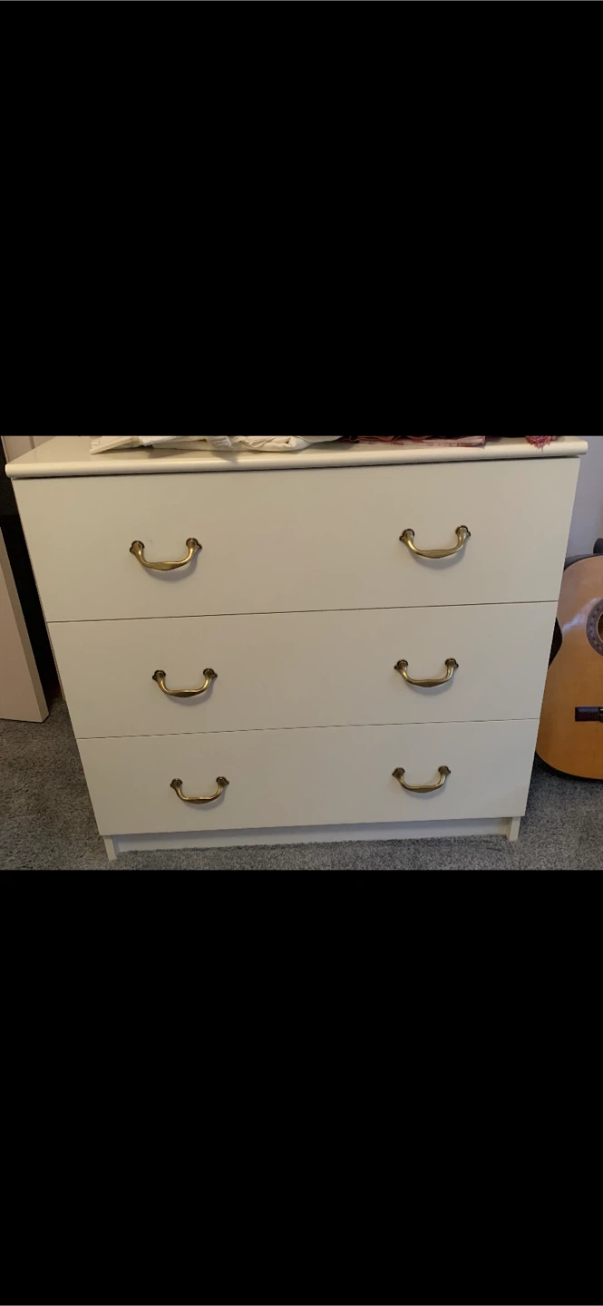 White Dresser and side table with Gold Handles - photo 2