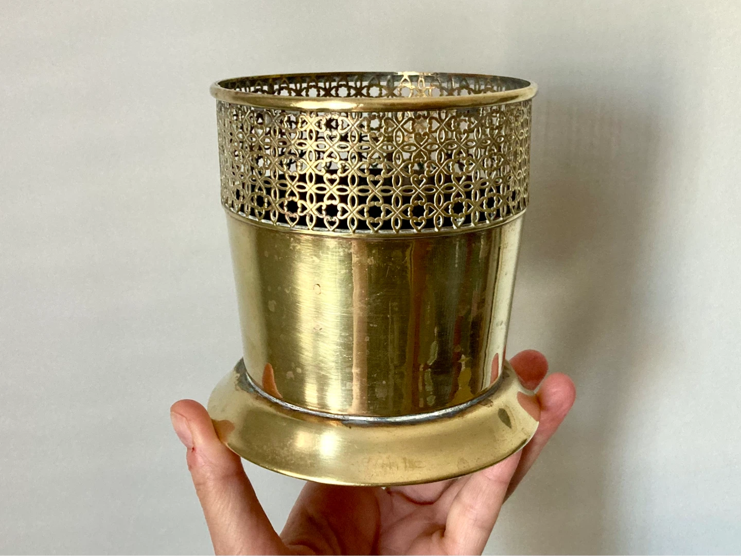 Vintage Brass Filigree Planter