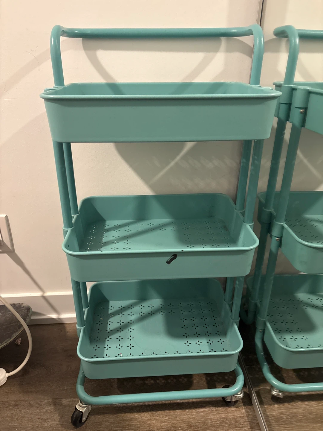 Teal 3-Tier Rolling Cart