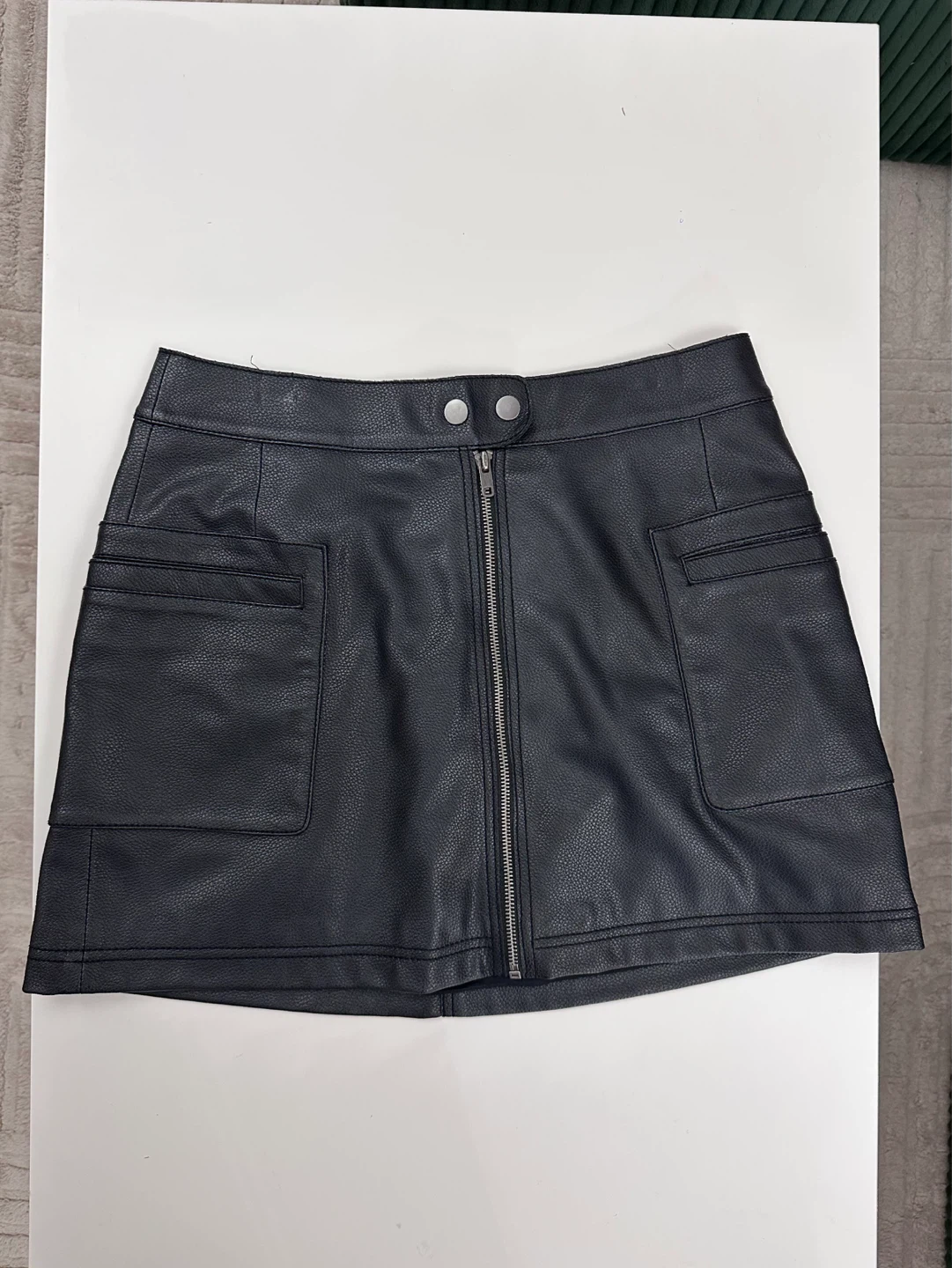 Free People Black Faux Leather Mini Skirt