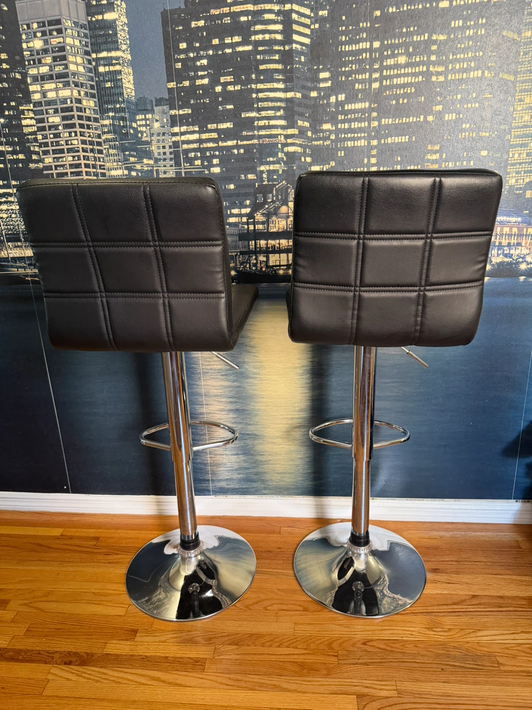 Set of 2 Black Faux Leather Bar Stools - photo 2