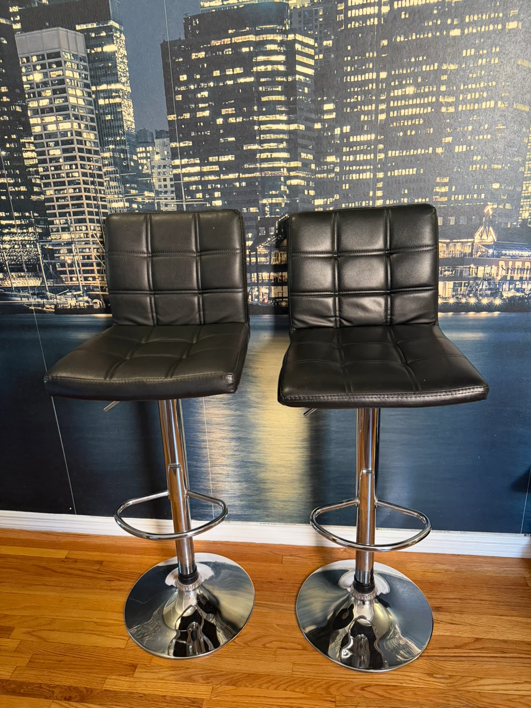 Set of 2 Black Faux Leather Bar Stools - photo 3