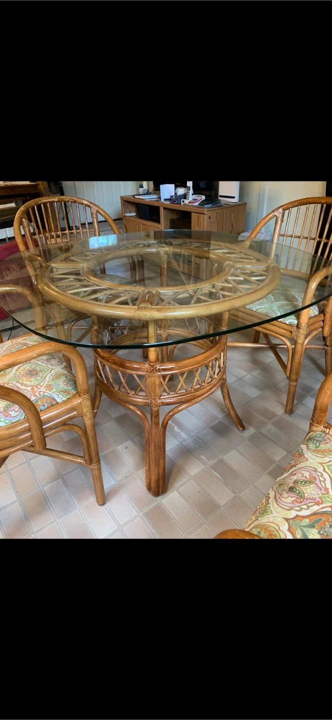 Rattan Dining Table Set with 4 Chairs