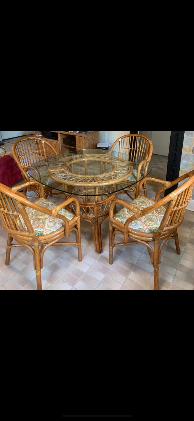 Rattan Dining Table Set with 4 Chairs - photo 4