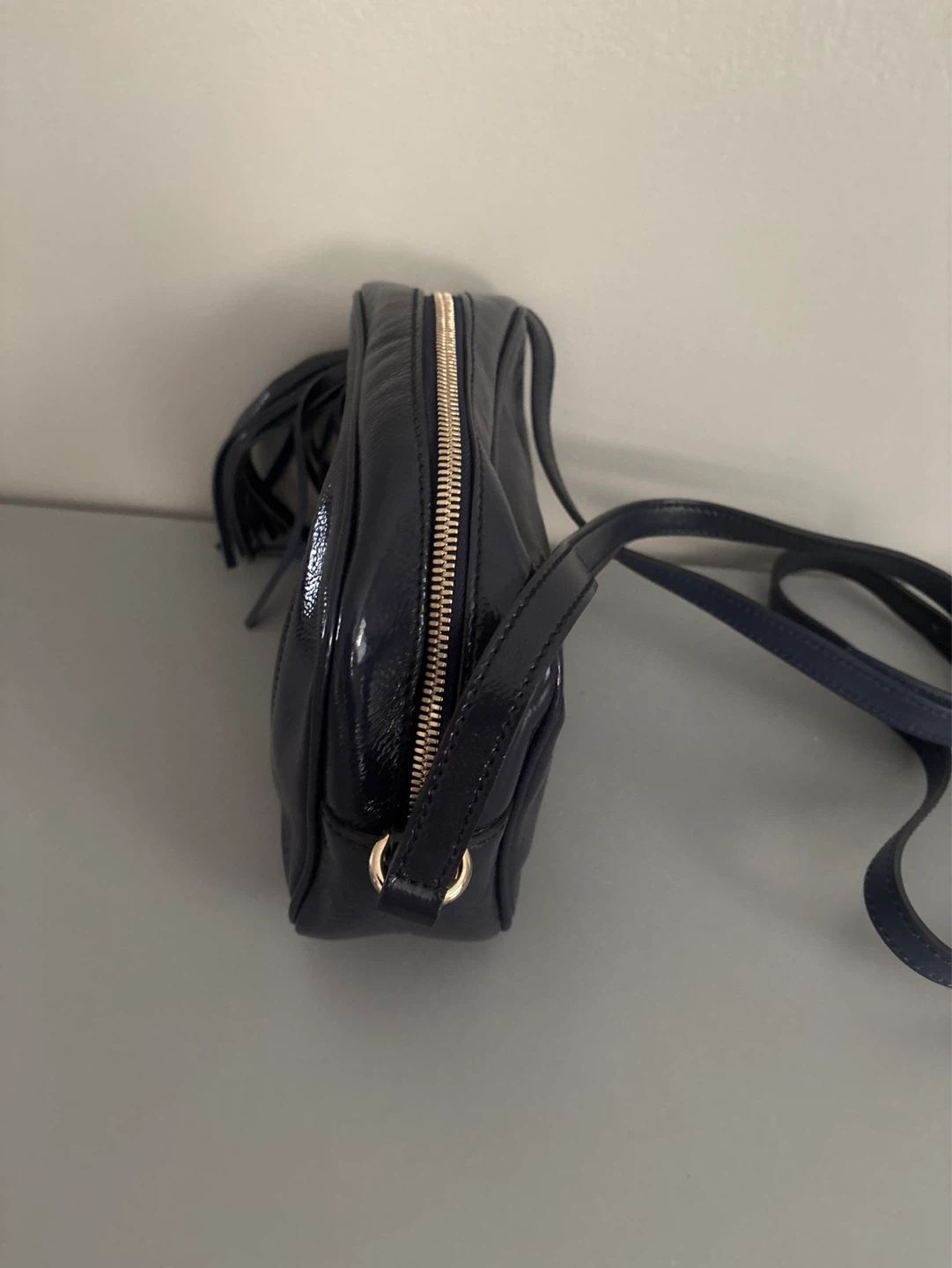 Gucci Blue Patent Leather Crossbody Handbag - photo 3