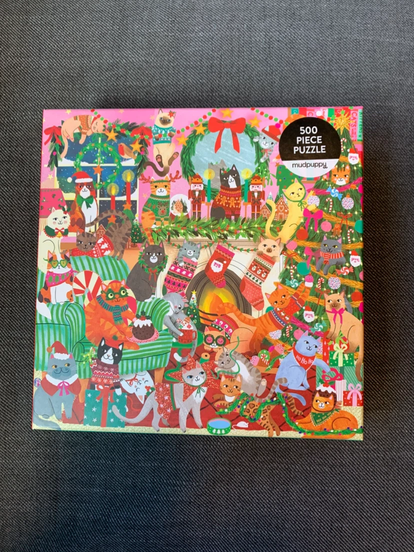 Mudpuppy Merry Cat-Mas 500 Piece Puzzle