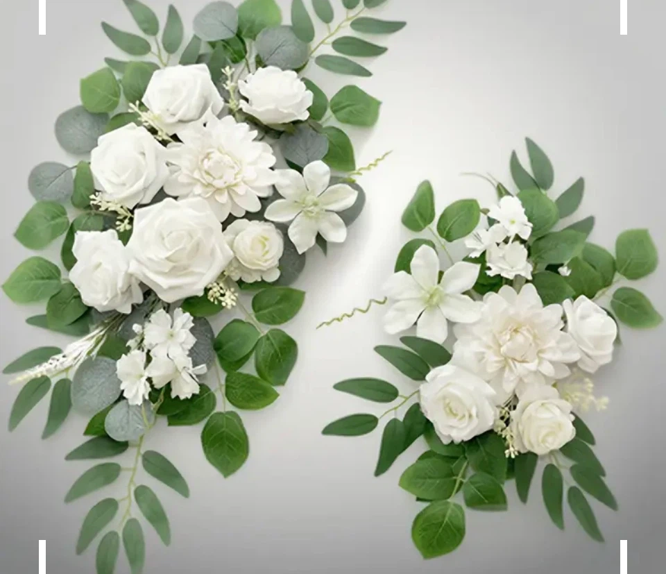 White Artificial Flower Arrangements Set