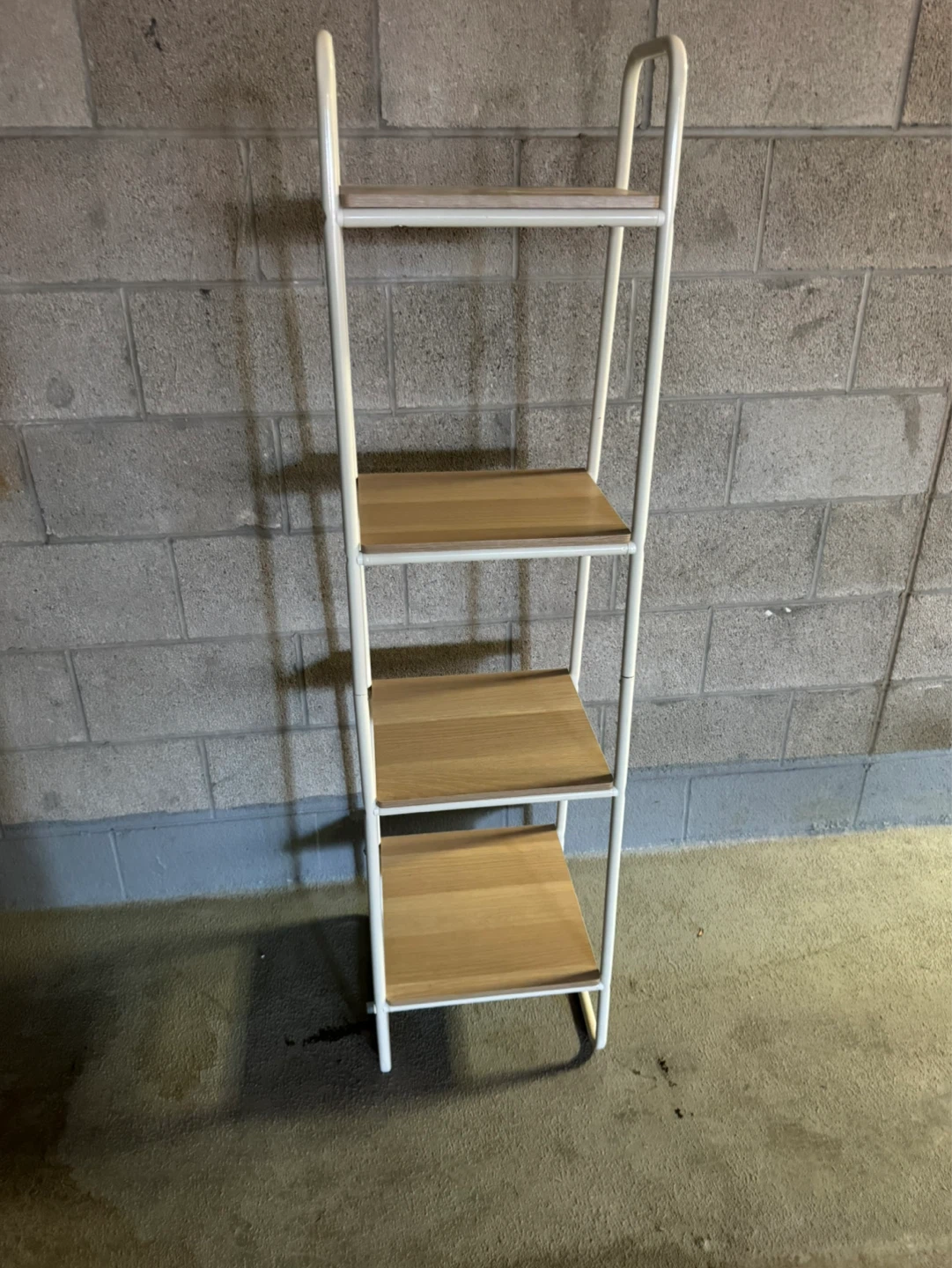 White Metal Ladder Shelf with Shelves