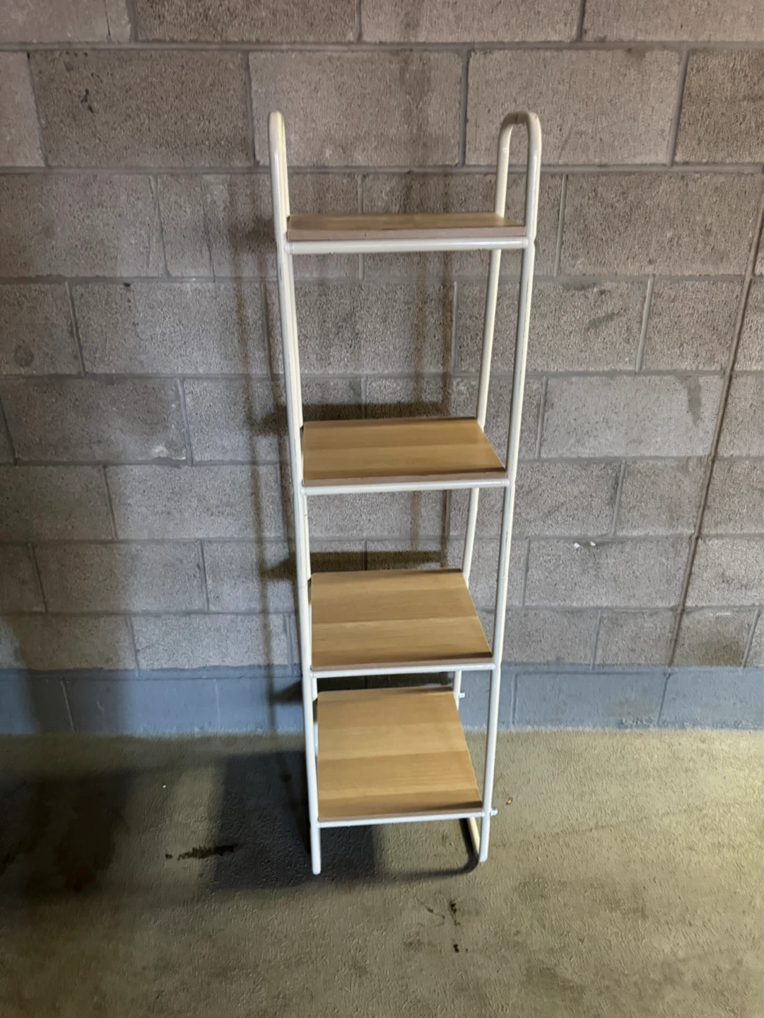 White Metal Ladder Shelf with Shelves - photo 2