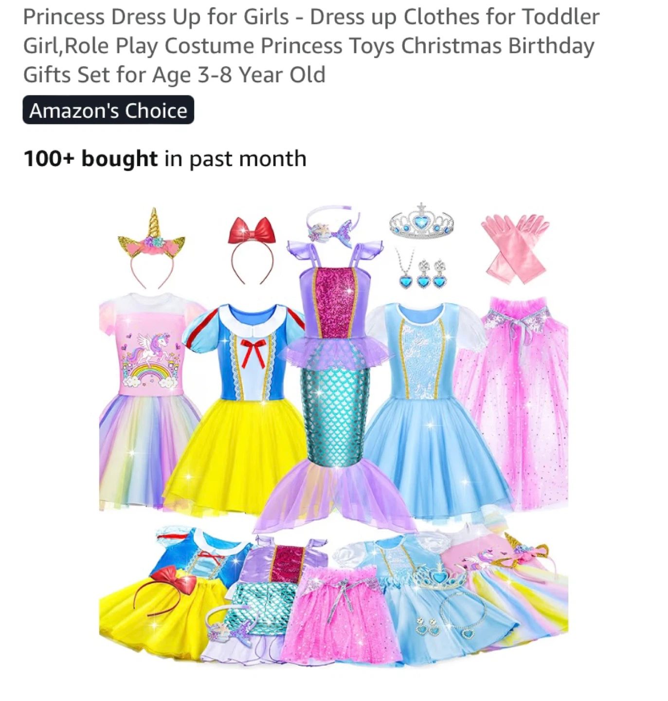 New Princess Dress Up Clothes Set of 5