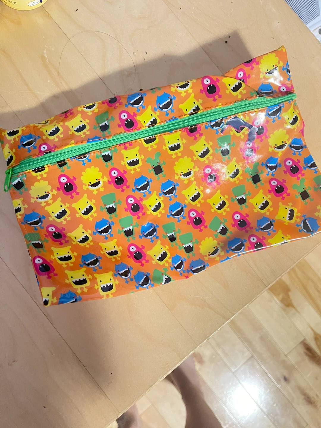 Orange Monster Print Zipper Pouch