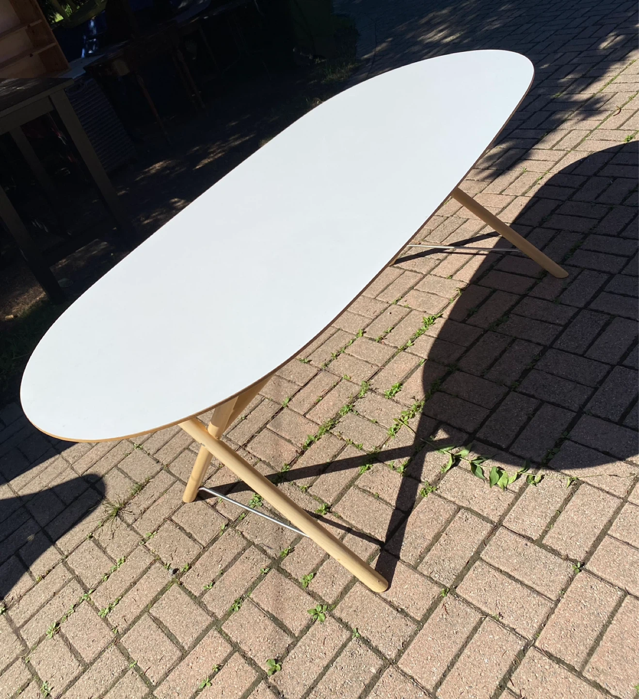 IKEA Oval white top table with wood legs