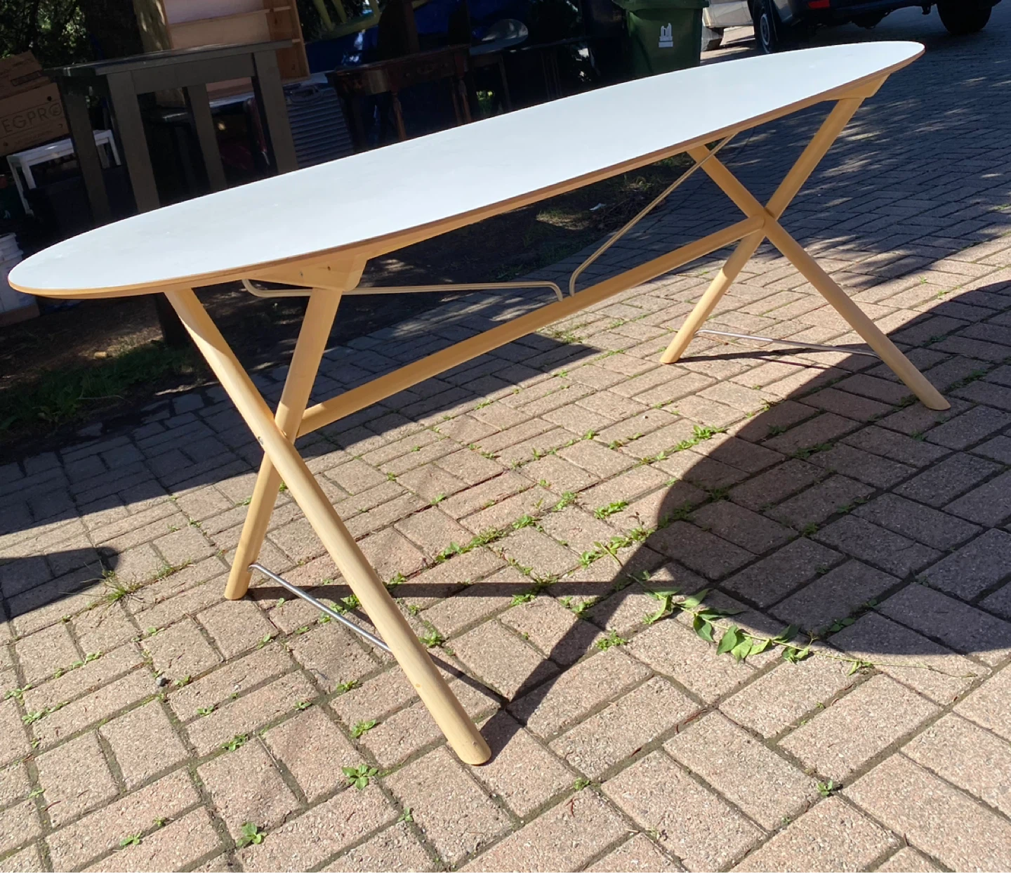 IKEA Oval white top table with wood legs - photo 2