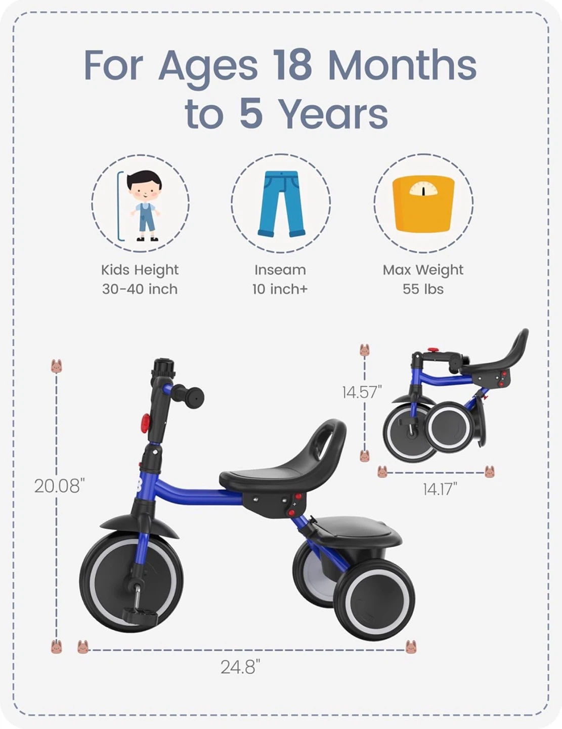 Besrey Blue Toddler Tricycle with Bell T15 - photo 3