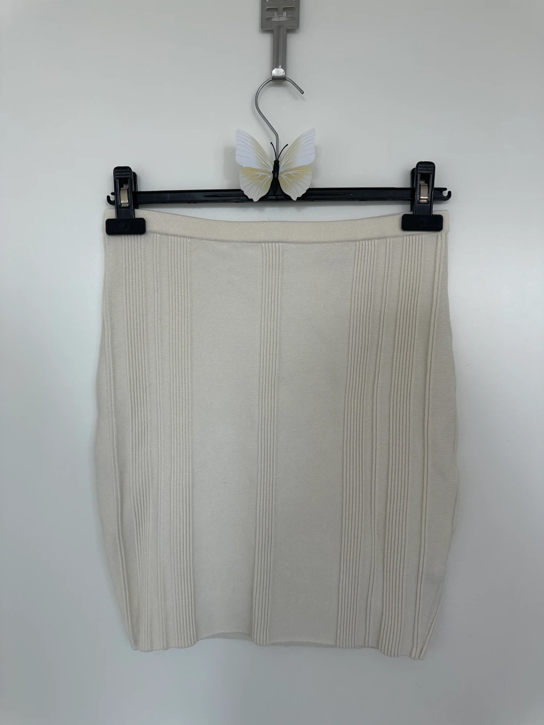 Guess Cream Ribbed Knit Mini Skirt
