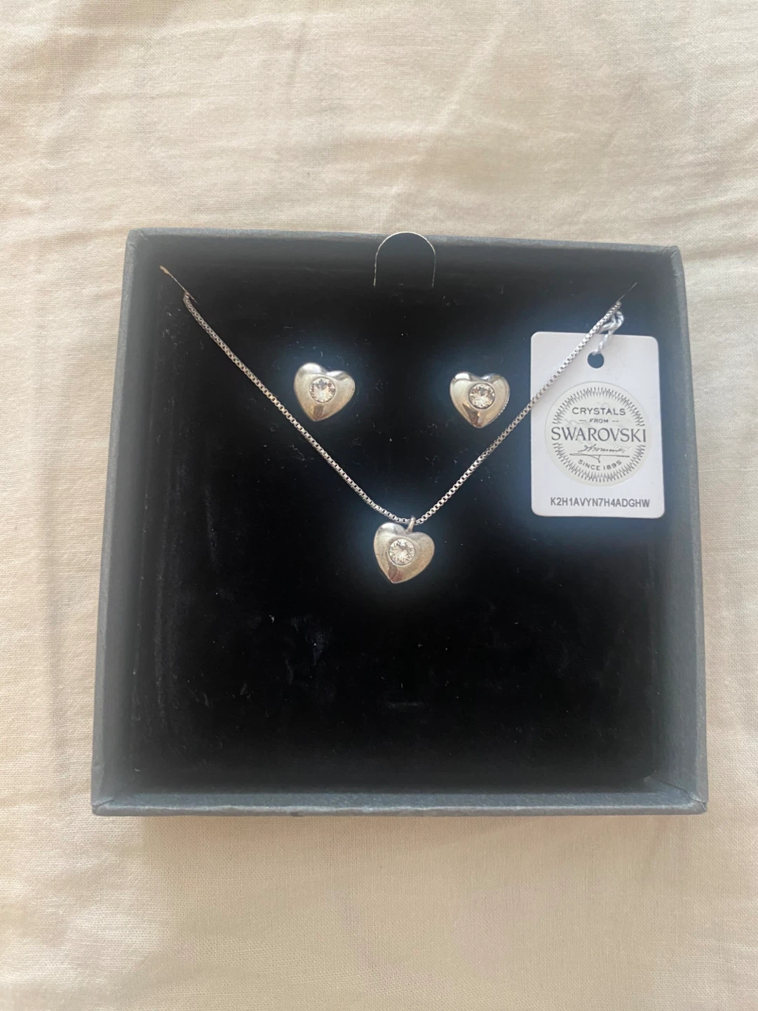 Swarovski Crystal Heart Necklace & Earrings Set