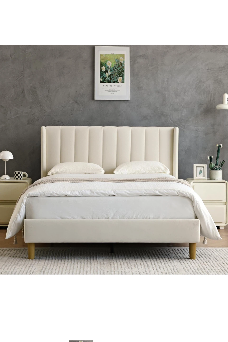 Full Size Upholstered Platform Bed Frame with Headboard - photo 3
